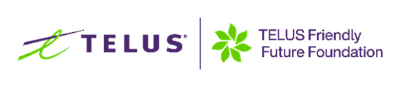 TELUS colour logo in dark purple and lime green